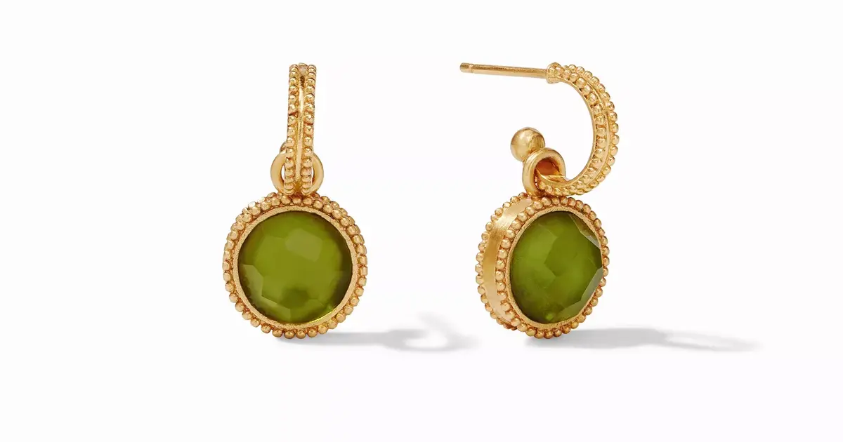 [Julie Vos] Fleur-de-Lis Hoop & Charm Earring- Turquoise Blue OS main image 0